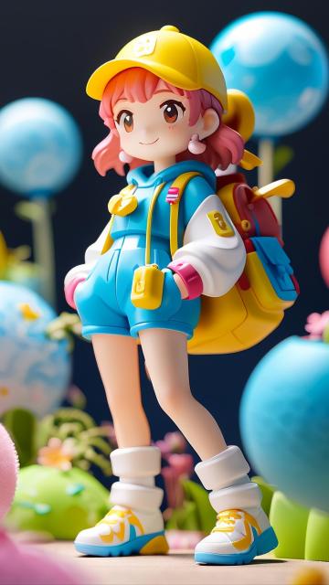 3d blind box, figure, 3d art, bright colors, high saturation, three-dimensional, soft light, background blur