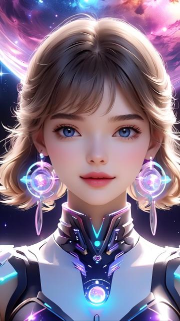 cosmic fantasy, modern ai beautiful girl, original animation