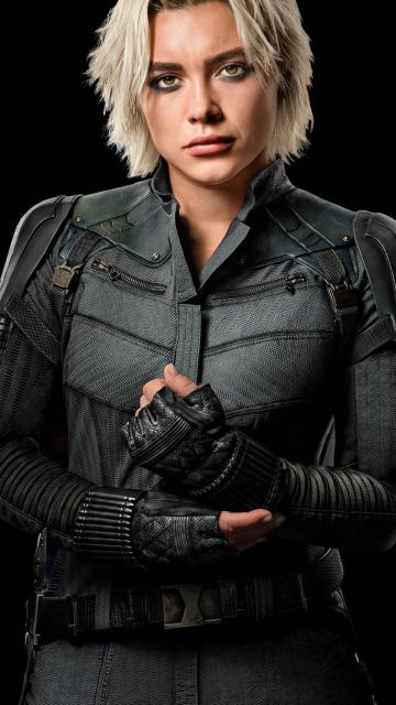 Florence Pugh, Black Widow, Thunderbolts, 2025 Movies, Marvel Comics, Black background, 5K