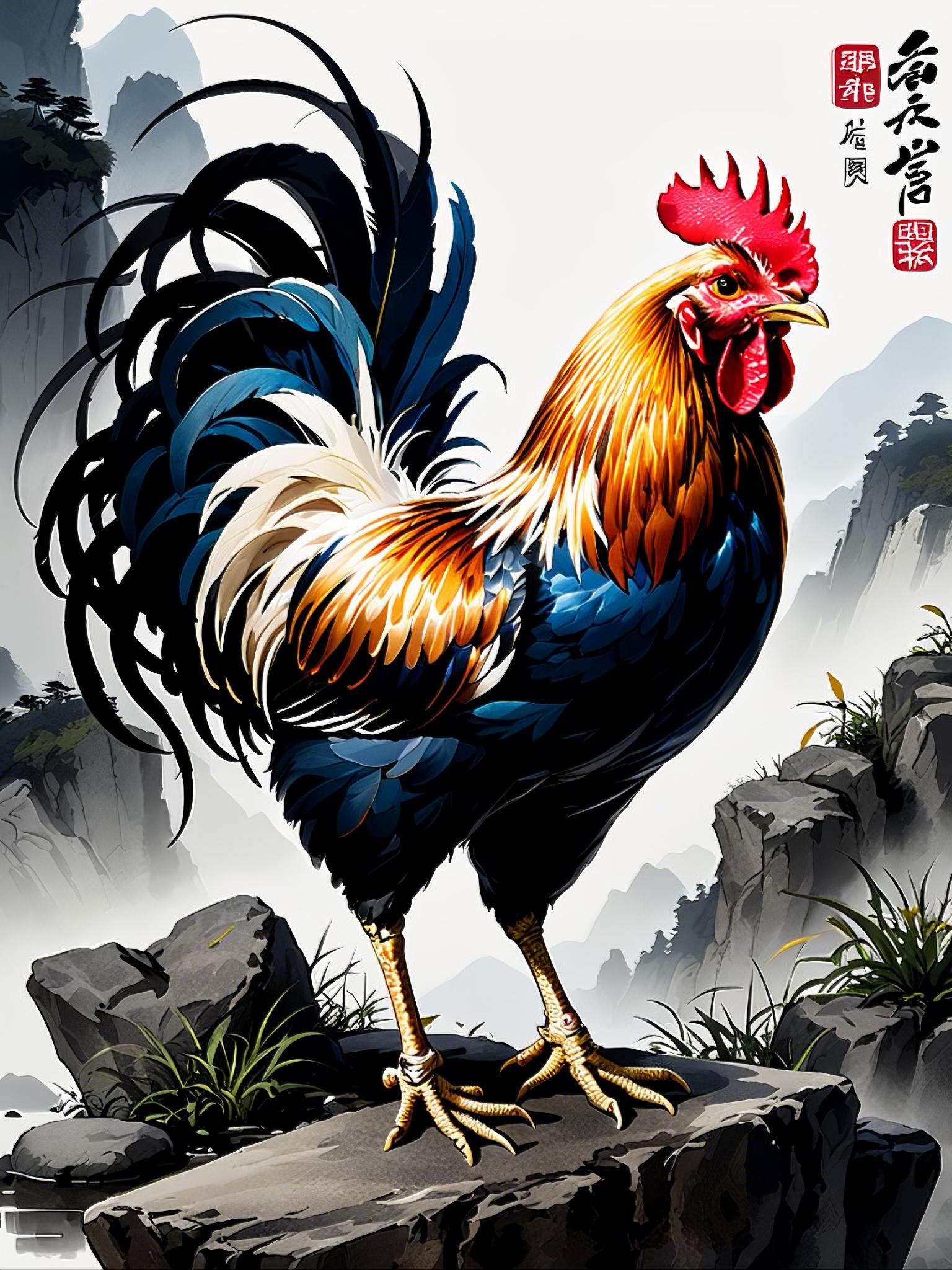 [["siheyuan, ink painting, chicken, domineering","en"]]